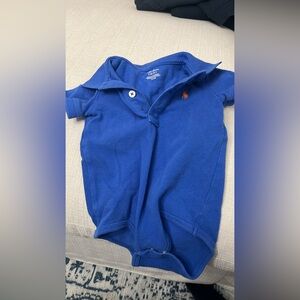 Ralph Lauren Royal Blue Polo Onesie with Orange Pony
